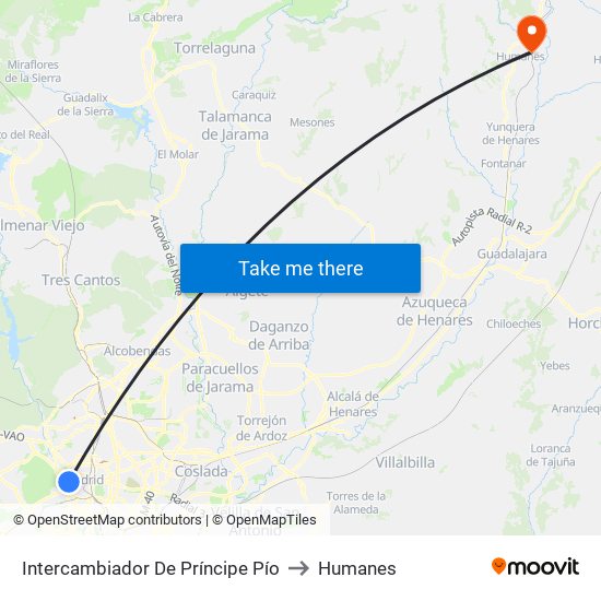 Intercambiador De Príncipe Pío to Humanes map