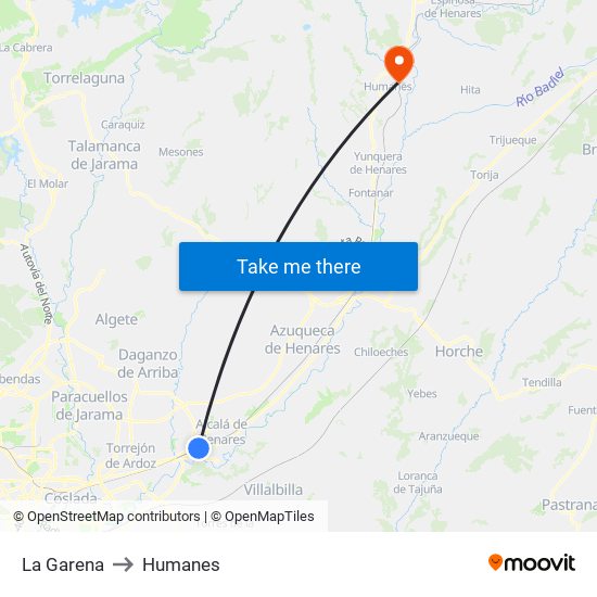 La Garena to Humanes map