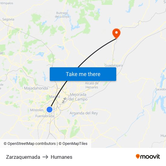 Zarzaquemada to Humanes map