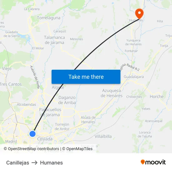 Canillejas to Humanes map