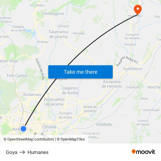 Goya to Humanes map