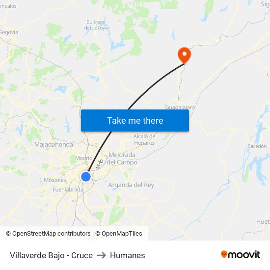 Villaverde Bajo - Cruce to Humanes map