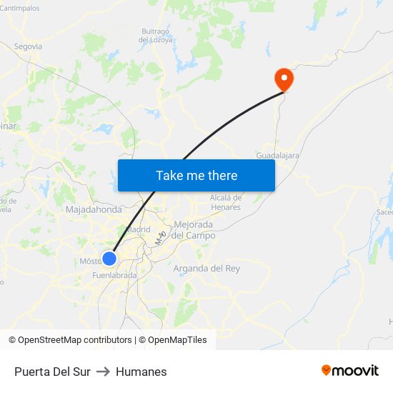 Puerta Del Sur to Humanes map