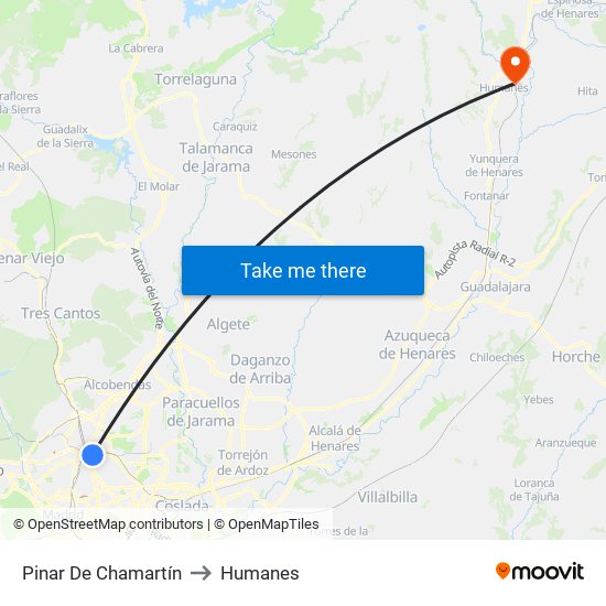 Pinar De Chamartín to Humanes map