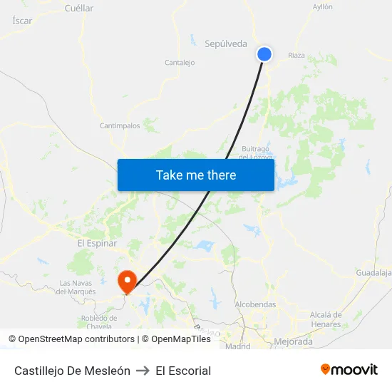 Castillejo De Mesleón to El Escorial map