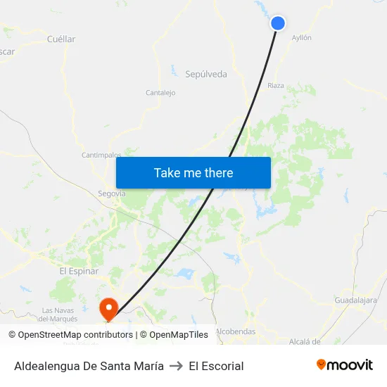 Aldealengua De Santa María to El Escorial map