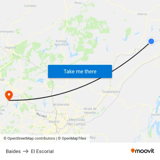 Baides to El Escorial map