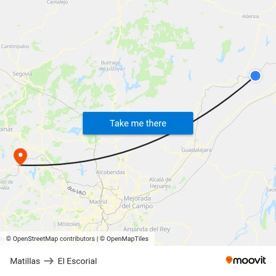 Matillas to El Escorial map