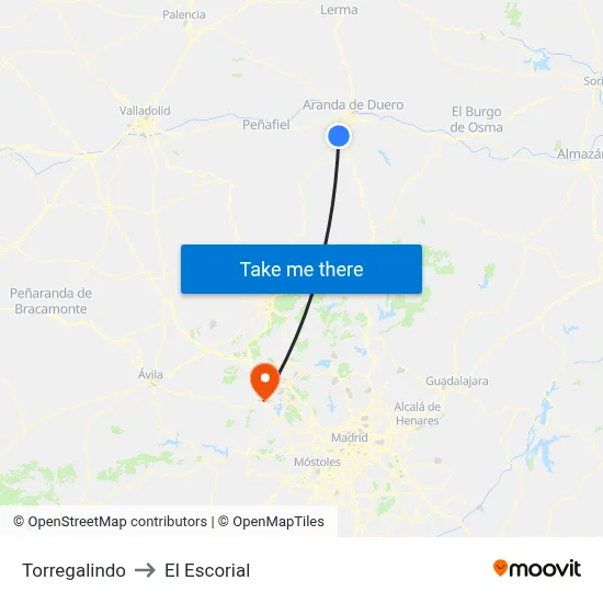 Torregalindo to El Escorial map