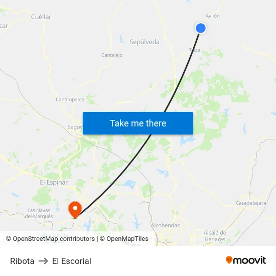 Ribota to El Escorial map