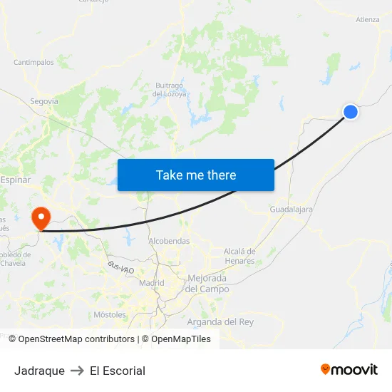 Jadraque to El Escorial map