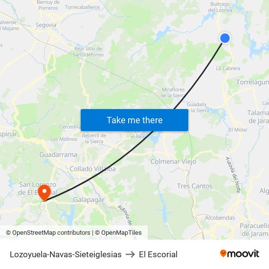 Lozoyuela-Navas-Sieteiglesias to El Escorial map