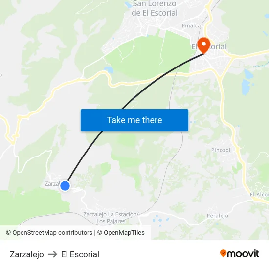 Zarzalejo to El Escorial map
