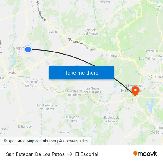 San Esteban De Los Patos to El Escorial map
