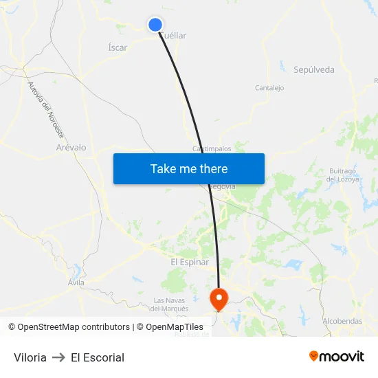 Viloria to El Escorial map