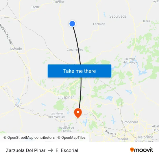 Zarzuela Del Pinar to El Escorial map