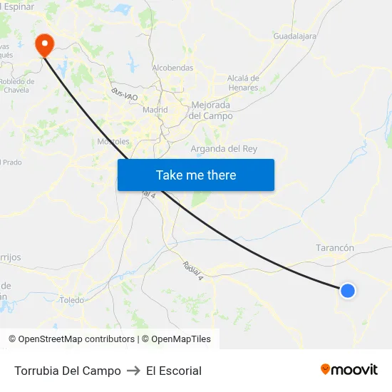 Torrubia Del Campo to El Escorial map