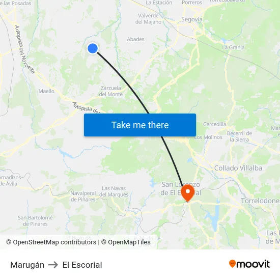 Marugán to El Escorial map