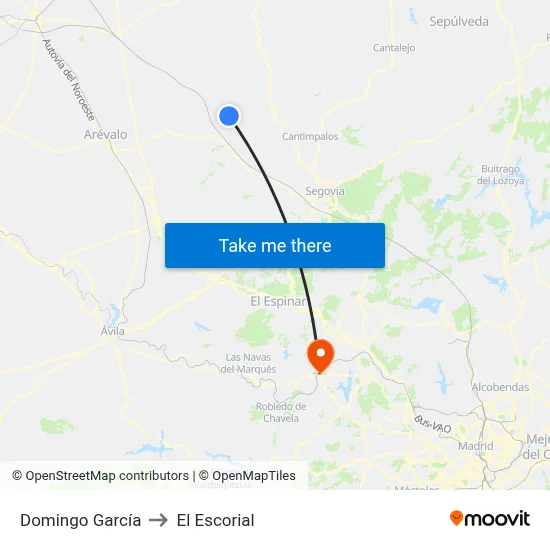 Domingo García to El Escorial map