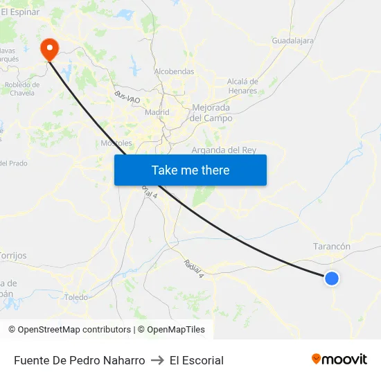 Fuente De Pedro Naharro to El Escorial map