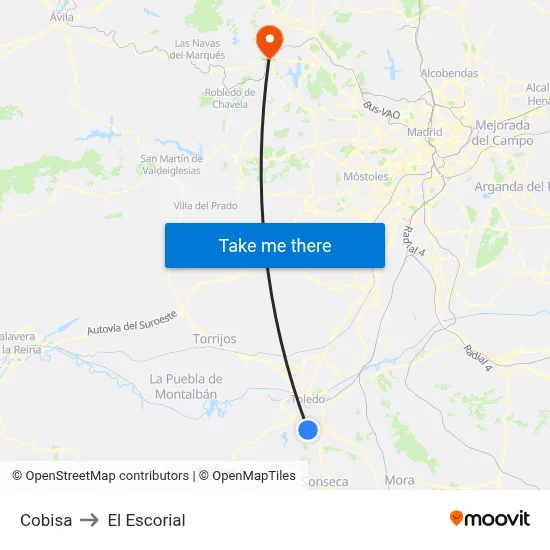 Cobisa to El Escorial map