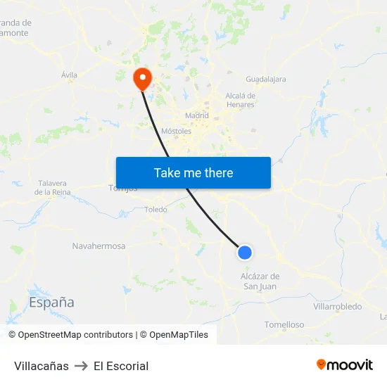 Villacañas to El Escorial map