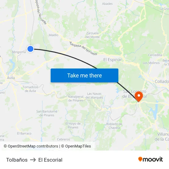 Tolbaños to El Escorial map