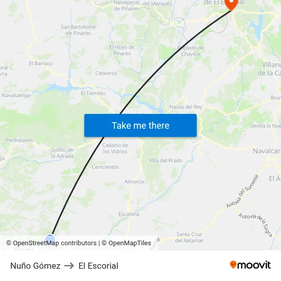 Nuño Gómez to El Escorial map