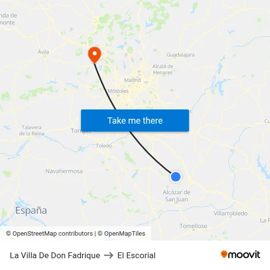 La Villa De Don Fadrique to El Escorial map