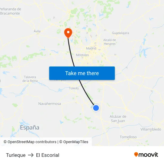 Turleque to El Escorial map