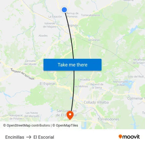 Encinillas to El Escorial map