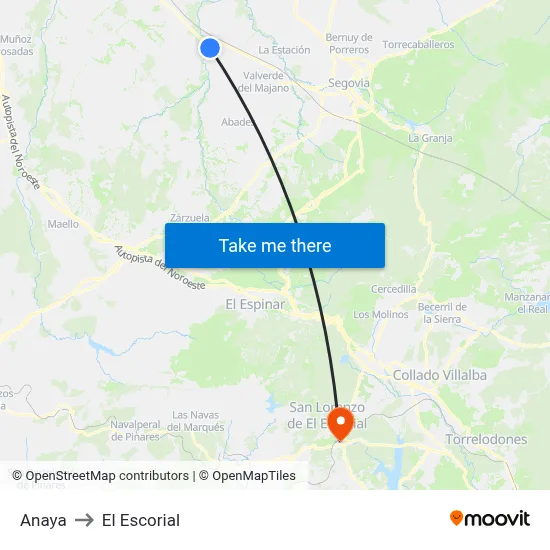Anaya to El Escorial map