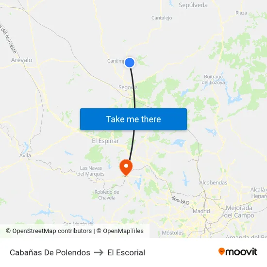 Cabañas De Polendos to El Escorial map