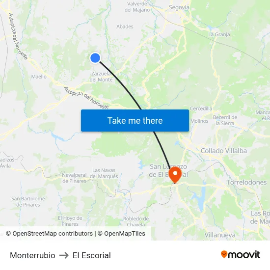 Monterrubio to El Escorial map
