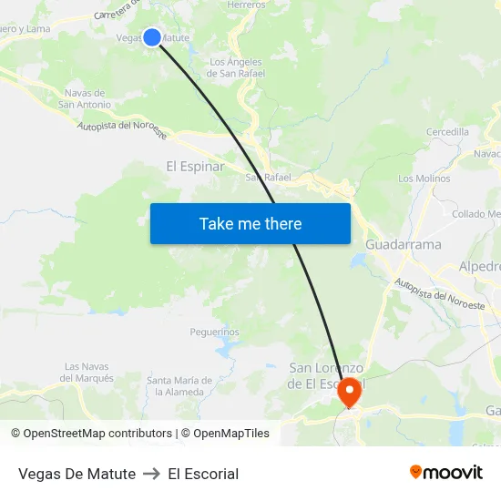 Vegas De Matute to El Escorial map