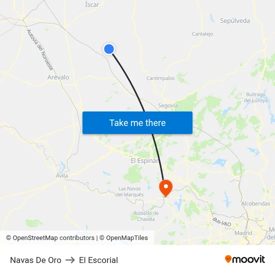 Navas De Oro to El Escorial map
