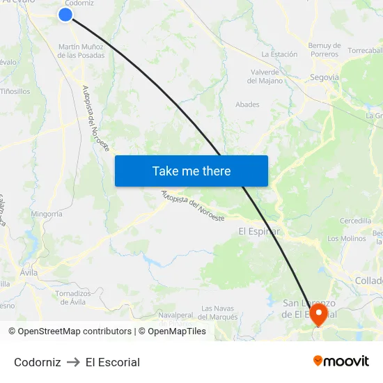 Codorniz to El Escorial map