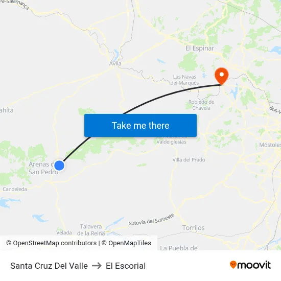 Santa Cruz Del Valle to El Escorial map