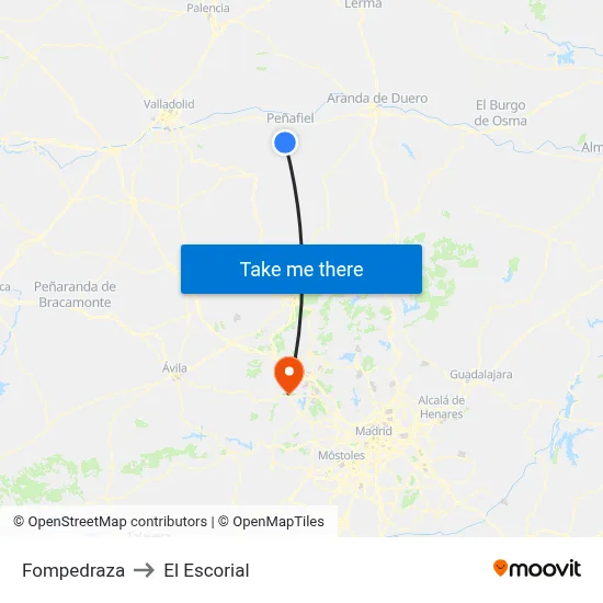 Fompedraza to El Escorial map
