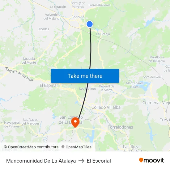 Mancomunidad De La Atalaya to El Escorial map