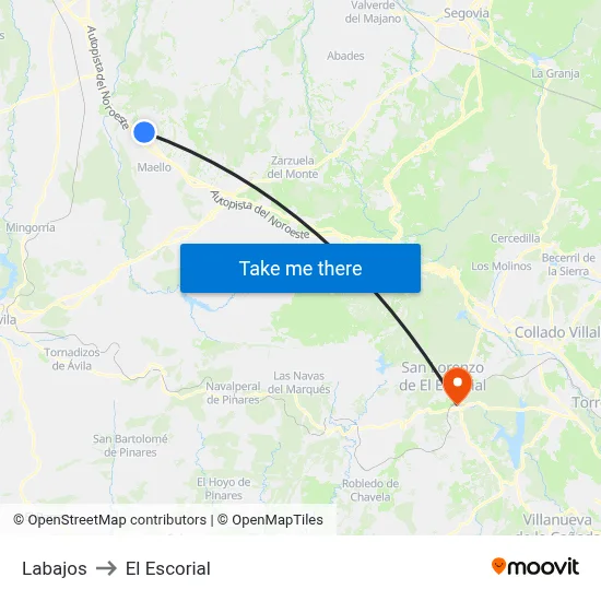 Labajos to El Escorial map