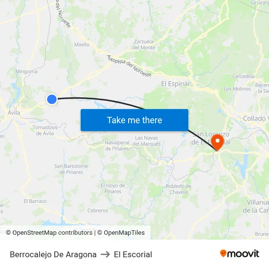 Berrocalejo De Aragona to El Escorial map
