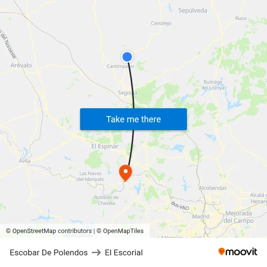 Escobar De Polendos to El Escorial map
