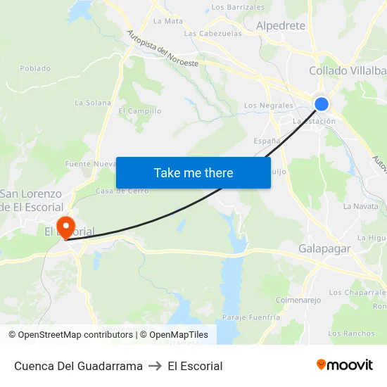 Cuenca Del Guadarrama to El Escorial map