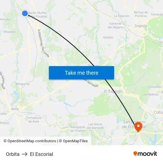Orbita to El Escorial map