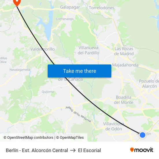 Berlín - Est. Alcorcón Central to El Escorial map