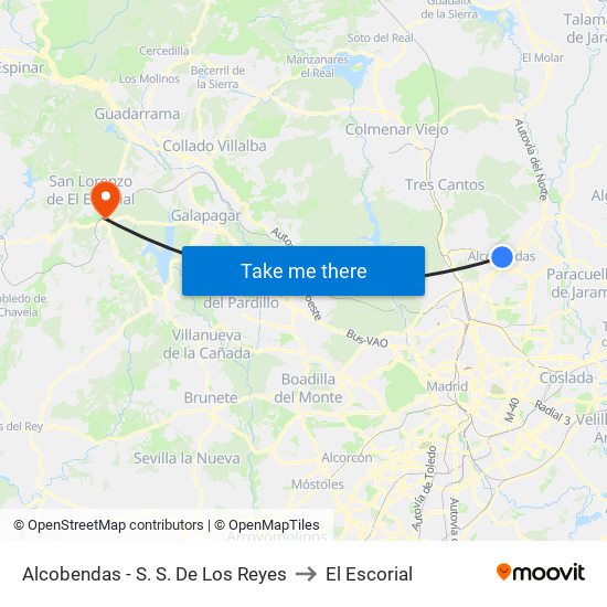 Alcobendas - S. S. De Los Reyes to El Escorial map