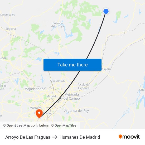 Arroyo De Las Fraguas to Humanes De Madrid map