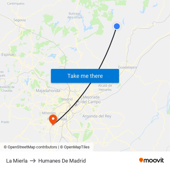 La Mierla to Humanes De Madrid map