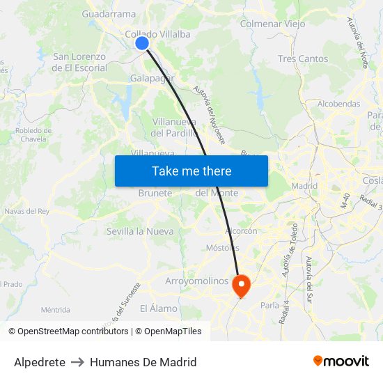 Alpedrete to Humanes De Madrid map